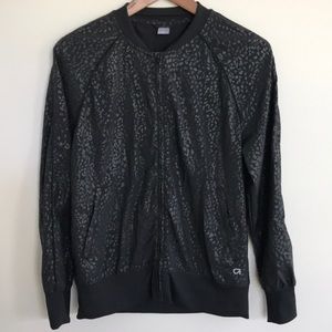 Gap Black Leopard Print Bomber Style Windbreaker